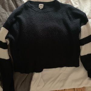 navy and white sweater